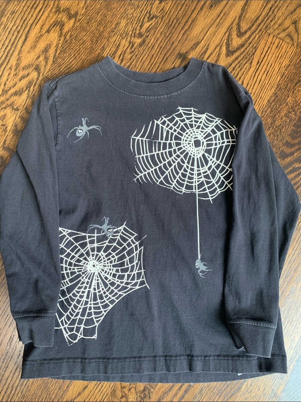 Old Navy Black Long Sleeve Shirt with White Spider Web Graphics